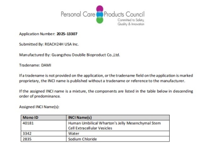 喜訊 |達(dá)博生物臍帶間充質(zhì)干細(xì)胞外泌體獲國(guó)際INCI備案！